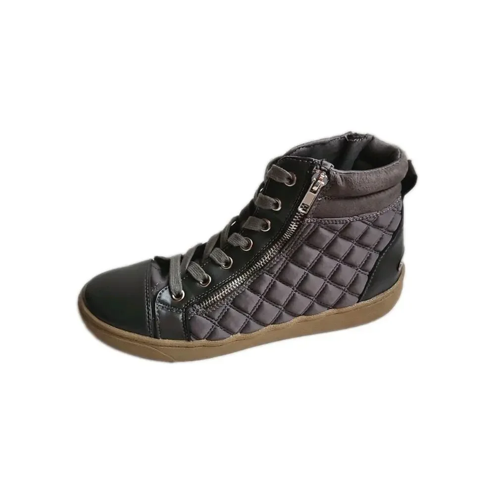 Juicy Couture Women's Size 8 Vareen Grey Quilted High-Top Sneakers Side Zip Y2K